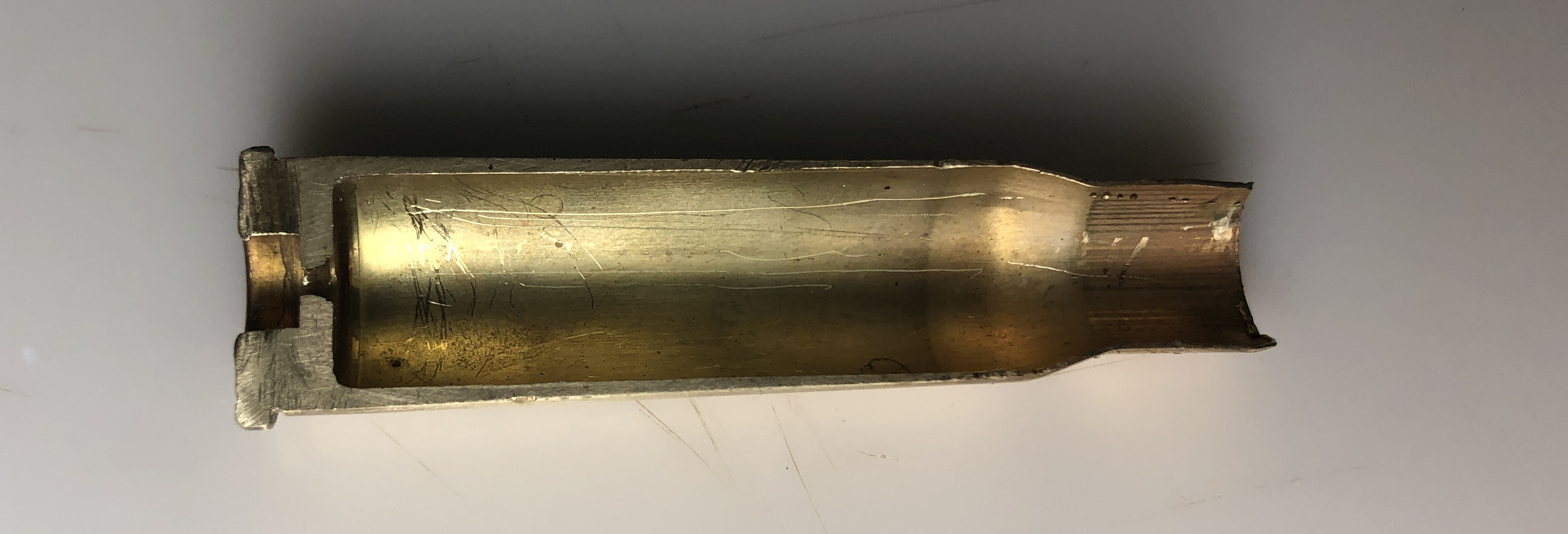 Case cut in half to show thickness